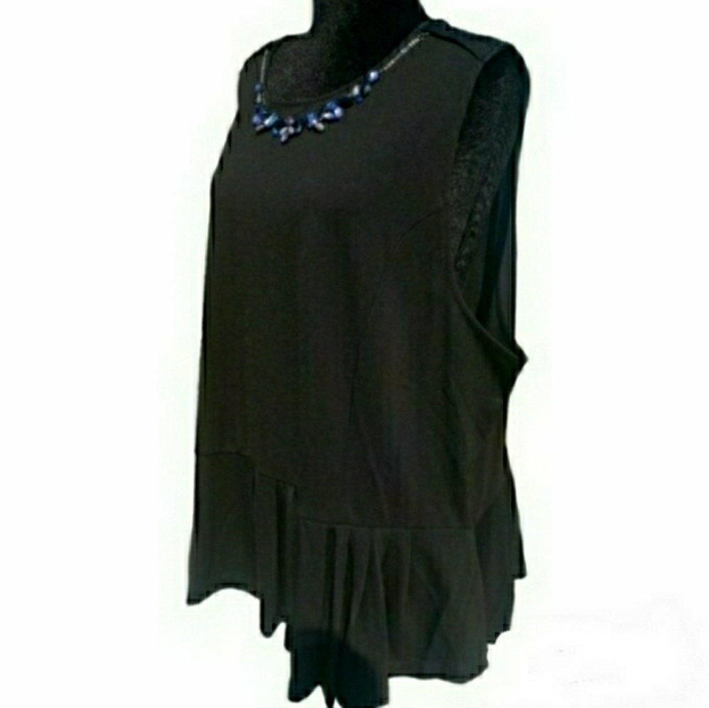 Black Top and Necklace 2 Pc Set Sleeveless The Limited 3XL NWT 🤍 Retail $79- - Picture 5 of 12